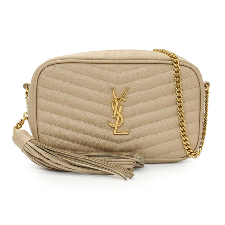 Saint Laurent Dark Beige Grain De Poudre Matelasse Monogram Mini Lou Camera Bag Handbags Saint Laurent
