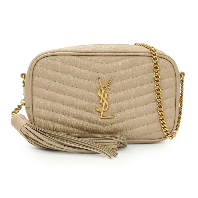 Saint Laurent Dark Beige Grain De Poudre Matelasse Monogram Mini Lou Camera Bag Handbags Saint Laurent