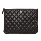 Chanel Black Quilted Lambskin Medium  Cosmetic  Case