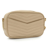 Saint Laurent Dark Beige Grain De Poudre Matelasse Monogram Mini Lou Camera Bag Handbags Saint Laurent