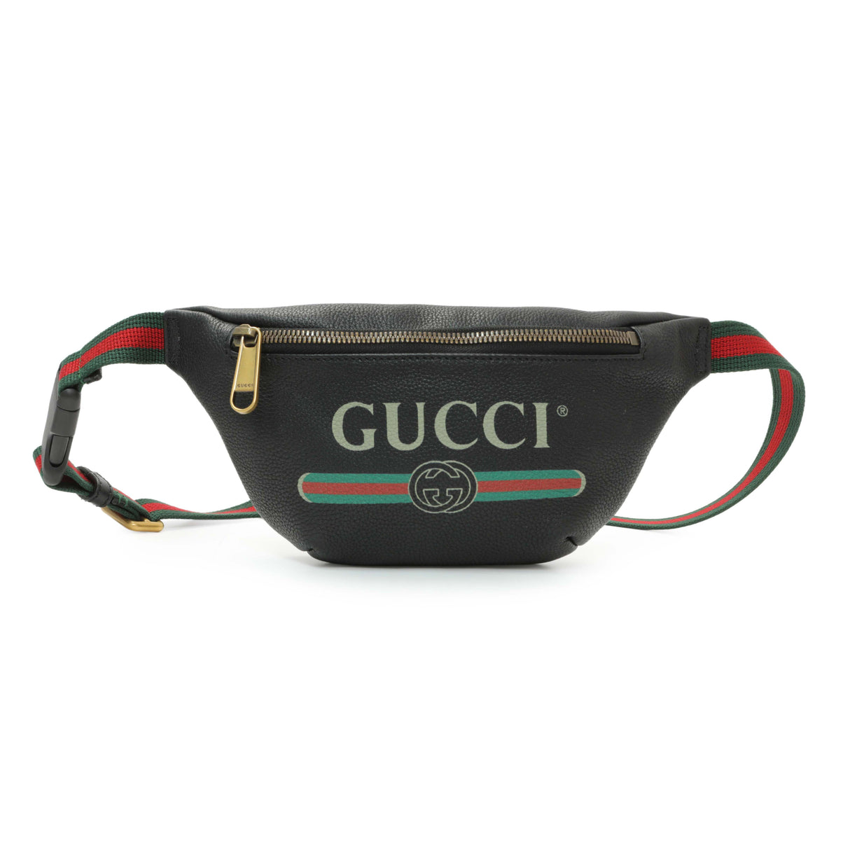 Gucci Black Grained Calfskin Small Logo Belt Bag Handbags Gucci