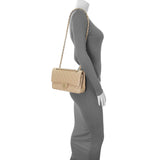 Chanel Beige Quilted Caviar Medium Double Flap Handbags Chanel