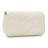 Gucci White Calfskin Matelasse Super Mini GG Marmont Shoulder Bag Handbags Gucci