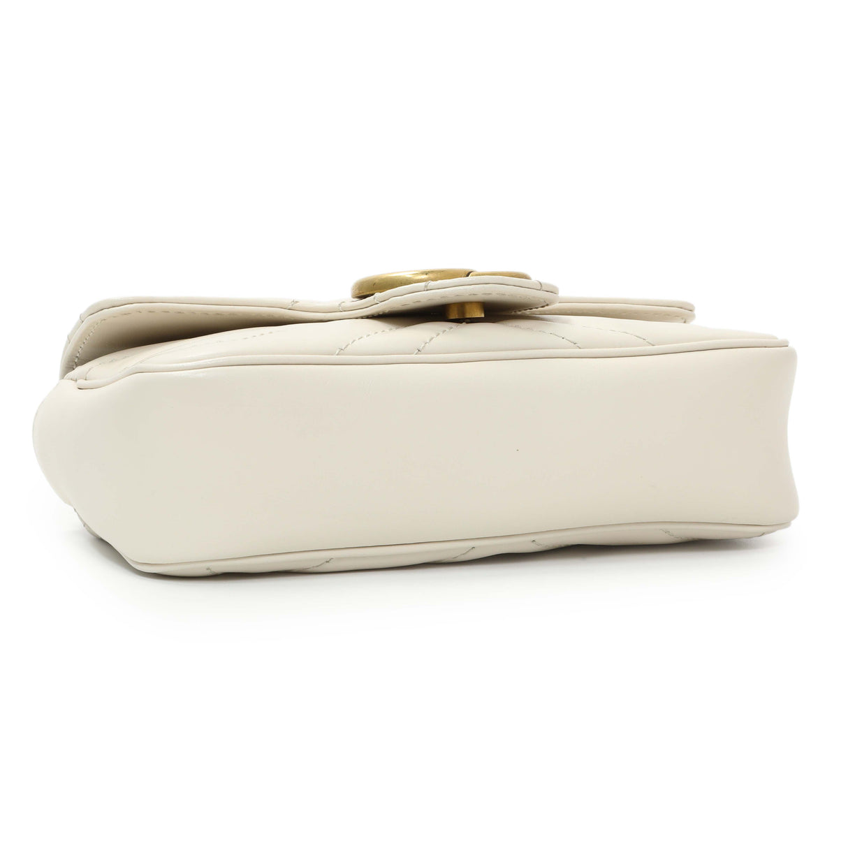 Gucci White Calfskin Matelasse Super Mini GG Marmont Shoulder Bag Handbags Gucci
