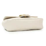 Gucci White Calfskin Matelasse Super Mini GG Marmont Shoulder Bag Handbags Gucci