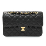 Chanel Black Caviar Small Quilted Classic Double Flap Handbags Chanel