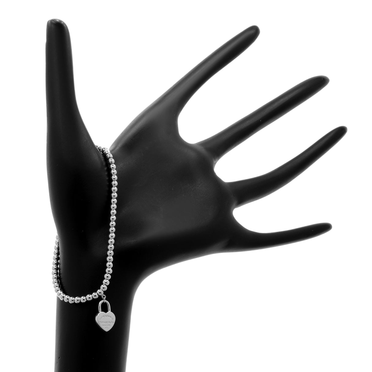 Tiffany & Co. Sterling Silver Mini Heart Lock Bead Bracelet Designer Jewellery Tiffany and Co