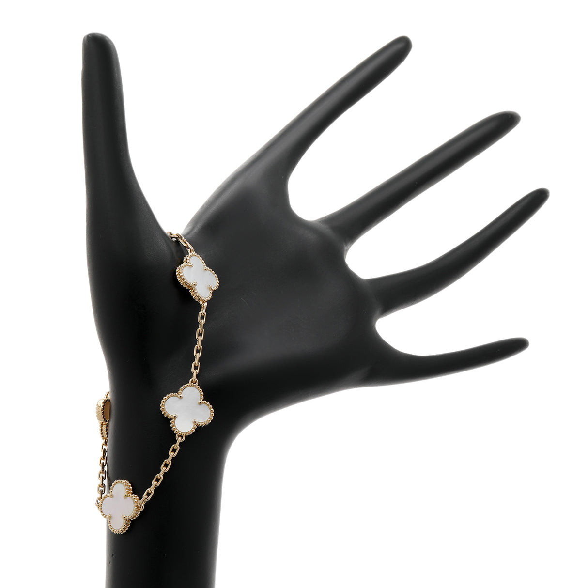 Van Cleef & Arpels 18K Yellow Gold Mother of Pearl 5 Motifs Vintage Alhambra Bracelet Designer Jewellery Van Cleef and Arpels