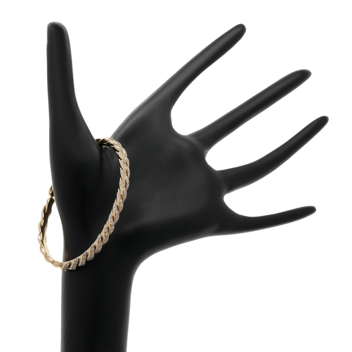 David Yurman 18K Yellow Gold Diamond 5mm Sculpted Cable Flex Bracelet Designer Jewellery David Yurman