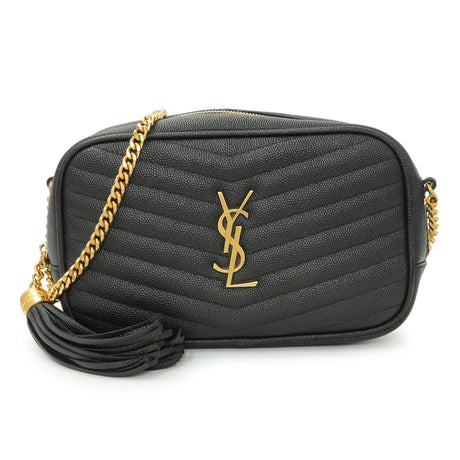 Saint Laurent Black Matelassé Lambskin Small Loulou Shoulder Bag Handbags Saint Laurent