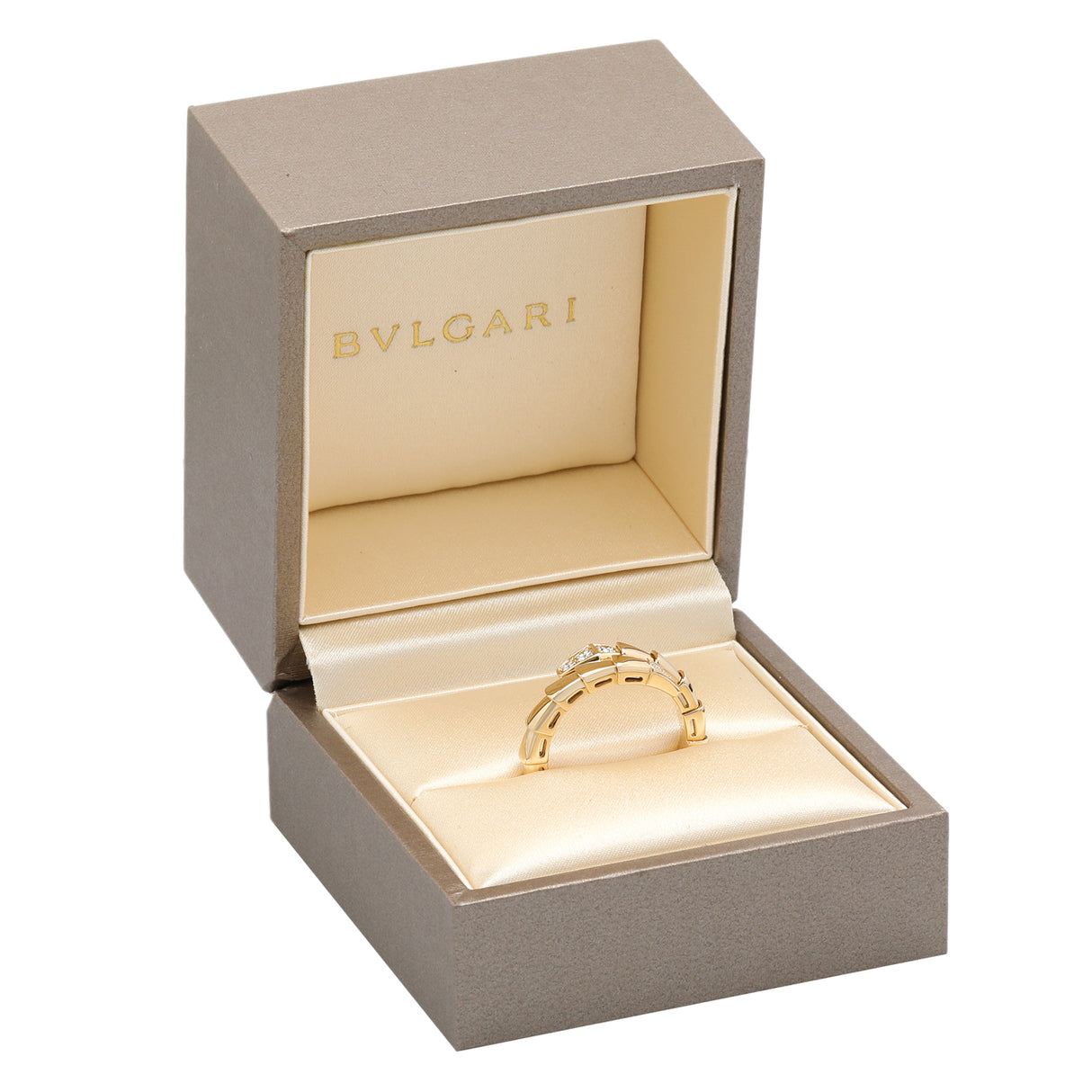 Bulgari 18K Yellow Gold Diamond Serpenti Viper Ring Designer Jewellery Bulgari