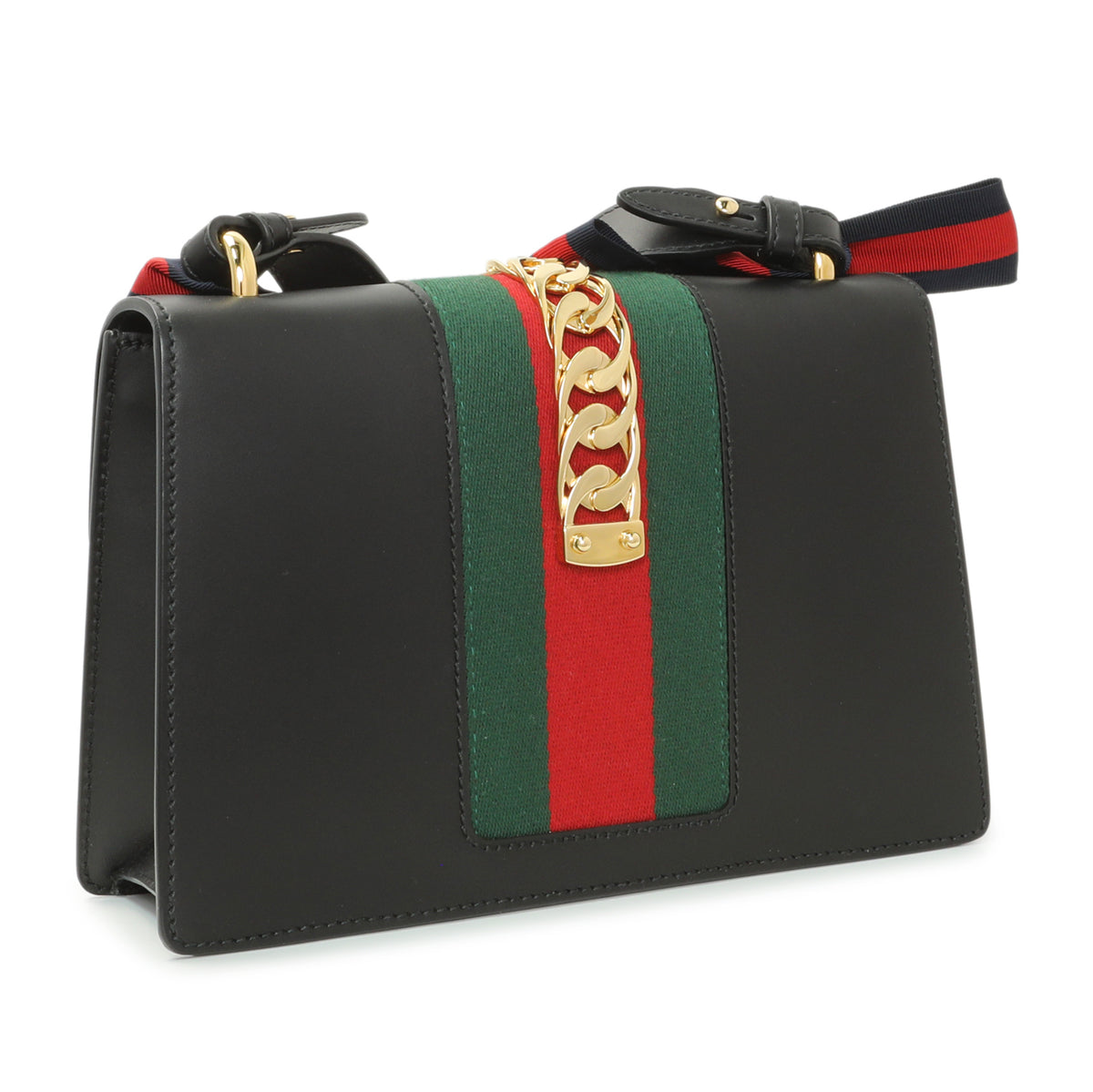 Gucci Black Calfskin Small Sylvie Shoulder Bag Handbags Gucci