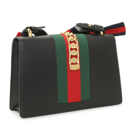 Gucci Black Calfskin Small Sylvie Shoulder Bag Handbags Gucci