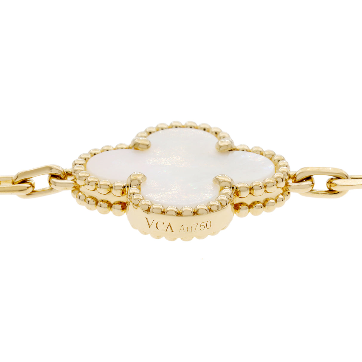 Van Cleef & Arpels 18K Yellow Gold Mother of Pearl 5 Motifs Vintage Alhambra Bracelet Designer Jewellery Van Cleef and Arpels