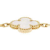 Van Cleef & Arpels 18K Yellow Gold Mother of Pearl 5 Motifs Vintage Alhambra Bracelet Designer Jewellery Van Cleef and Arpels