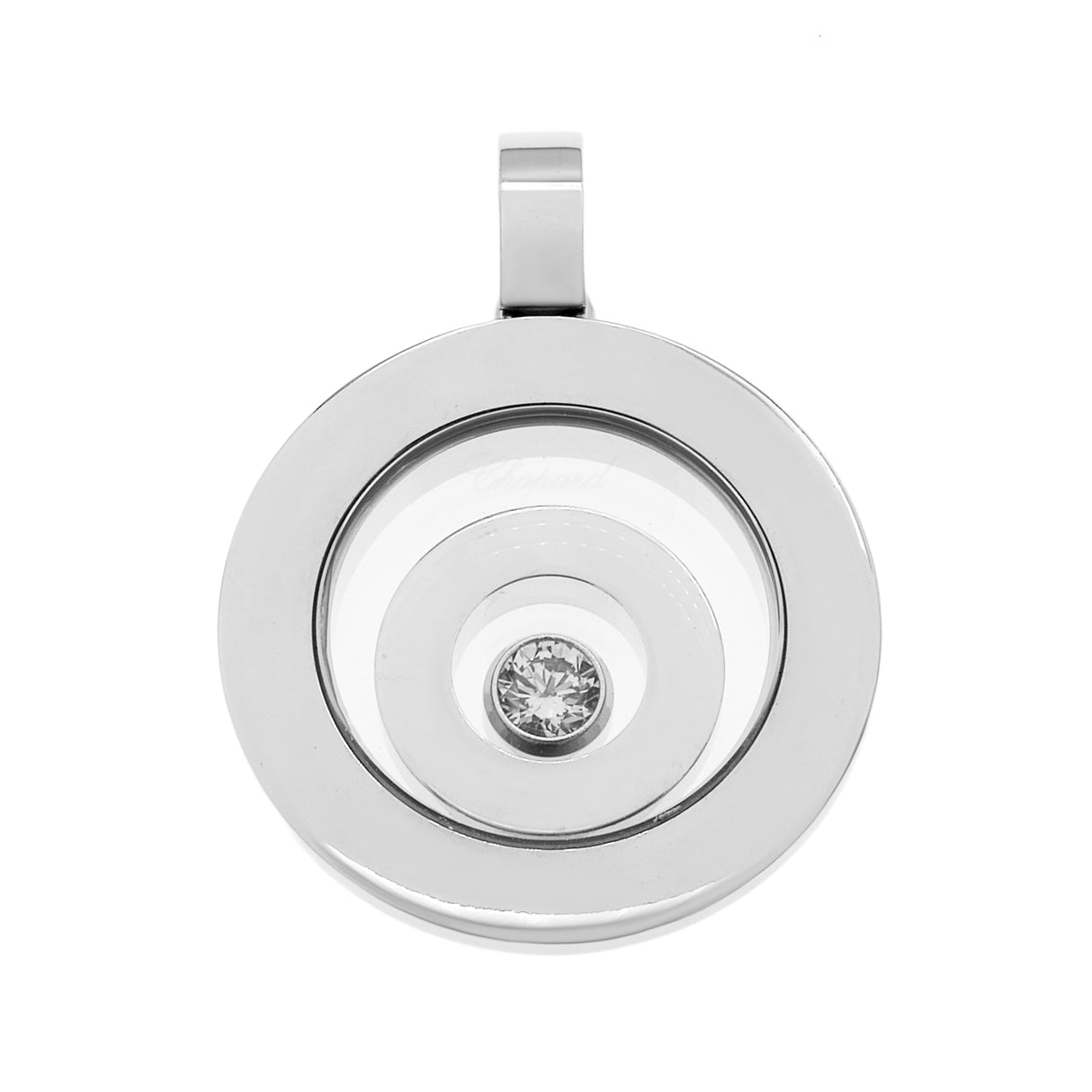 Chopard 18K White Gold Diamond Happy Spirit Pendant Designer Jewellery Chopard