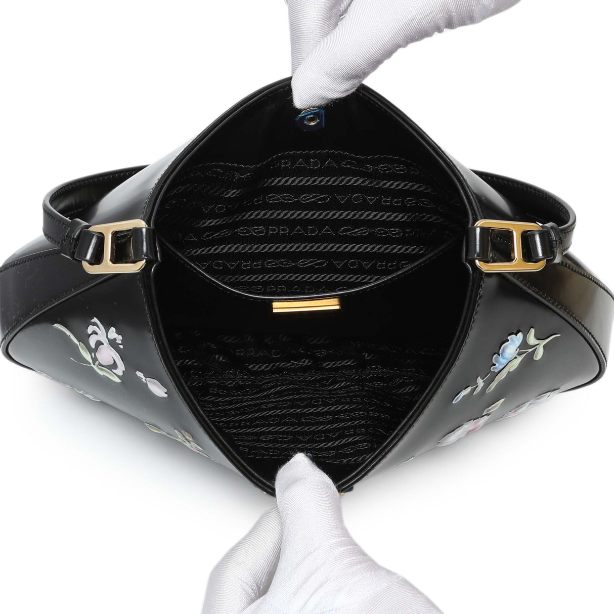 Prada Black Floral Spazzolato Cleo Bag Handbags Prada