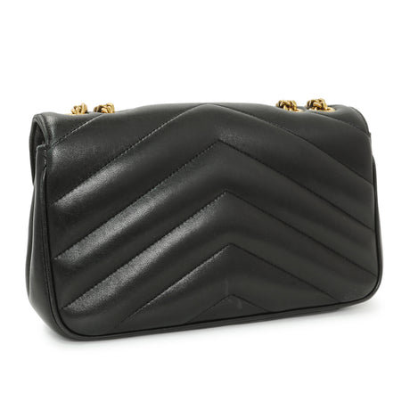 Saint Laurent Black Matelassé Lambskin Small Loulou Shoulder Bag