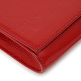 Saint Laurent Red Textured Patent Monogram Large Belle De Jour Clutch