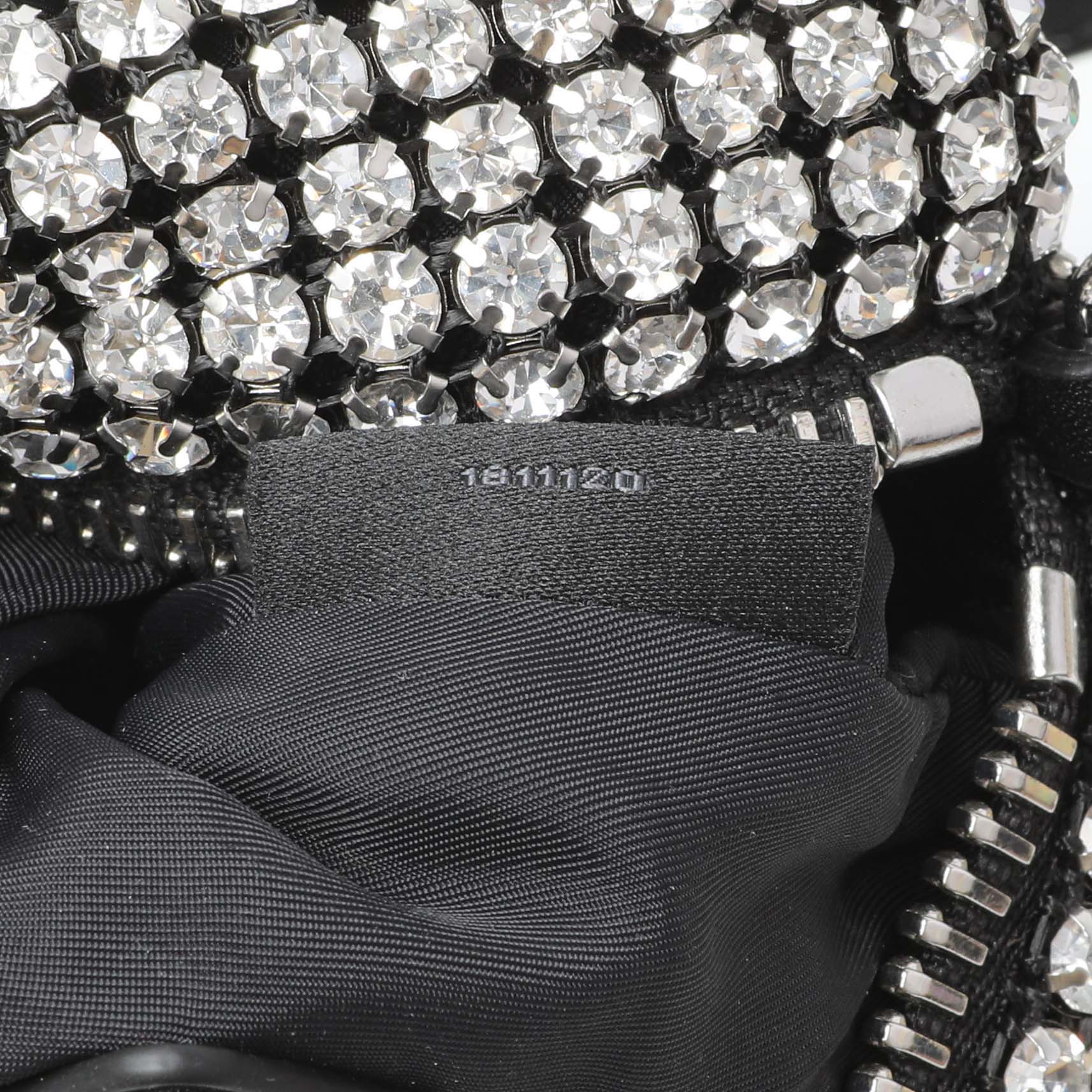 Alexander Wang Black Silver Mesh Crystal Rhinestone Mini Heiress