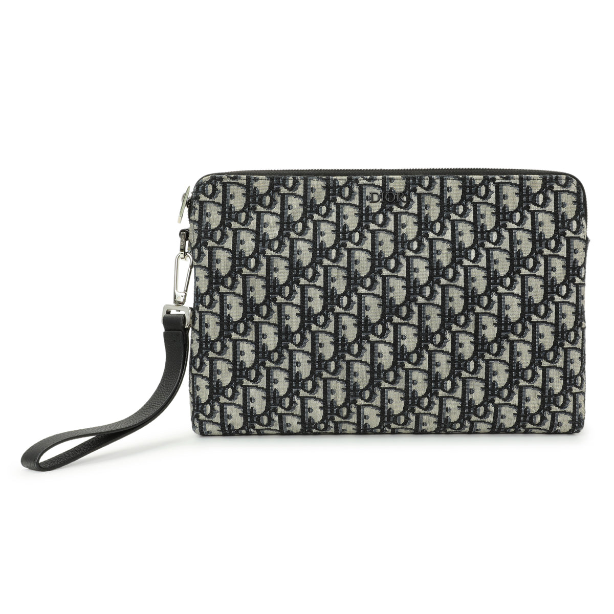 Christian Dior Beige And Black Dior Oblique Jacquard A4 Zipped Pouch