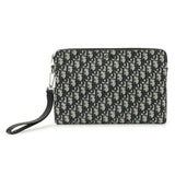 Christian Dior Beige And Black Dior Oblique Jacquard A4 Zipped Pouch