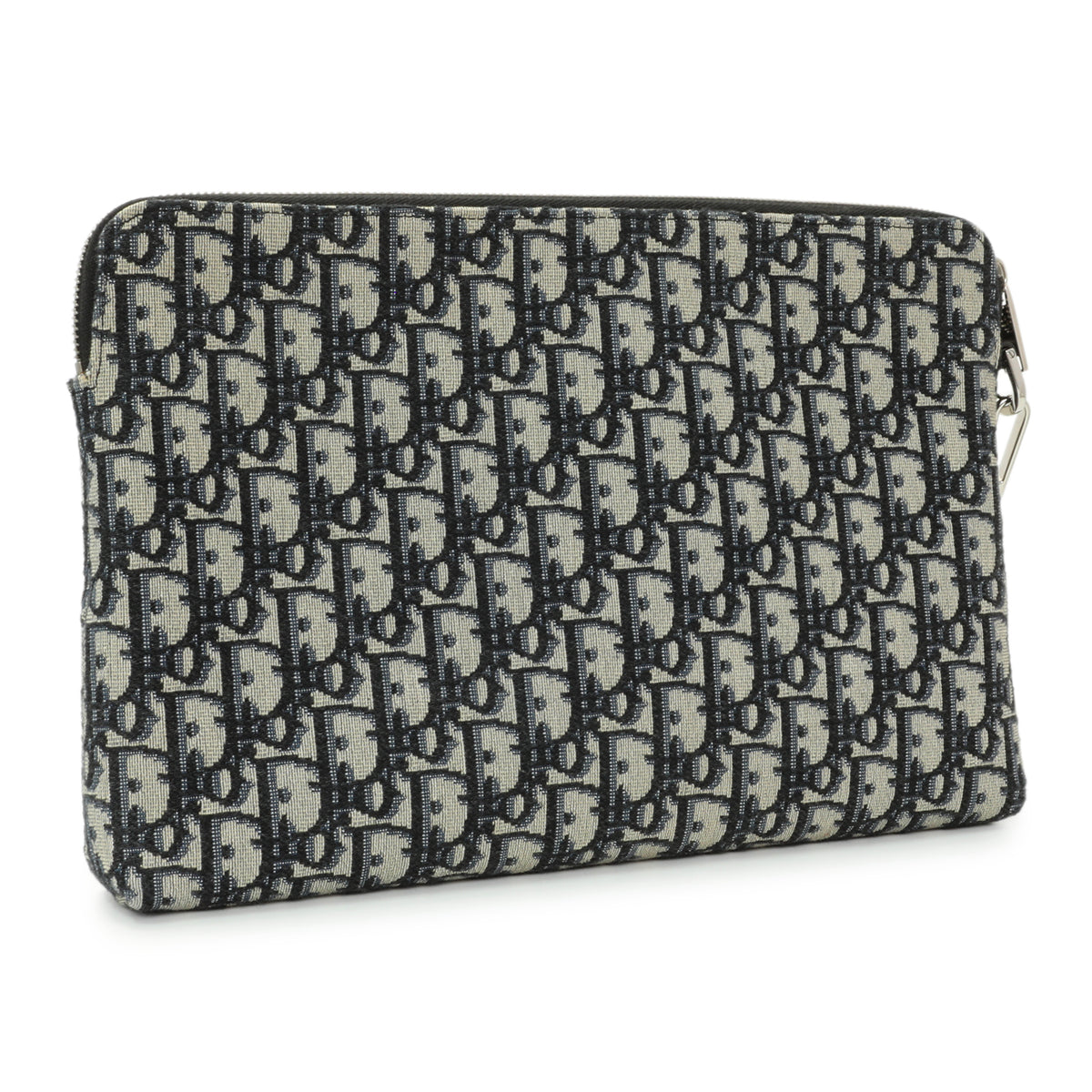 Christian Dior Beige And Black Dior Oblique Jacquard A4 Zipped Pouch