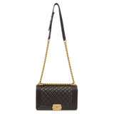 Chanel Dark Brown Quilted Calfskin Medium Boy Bag