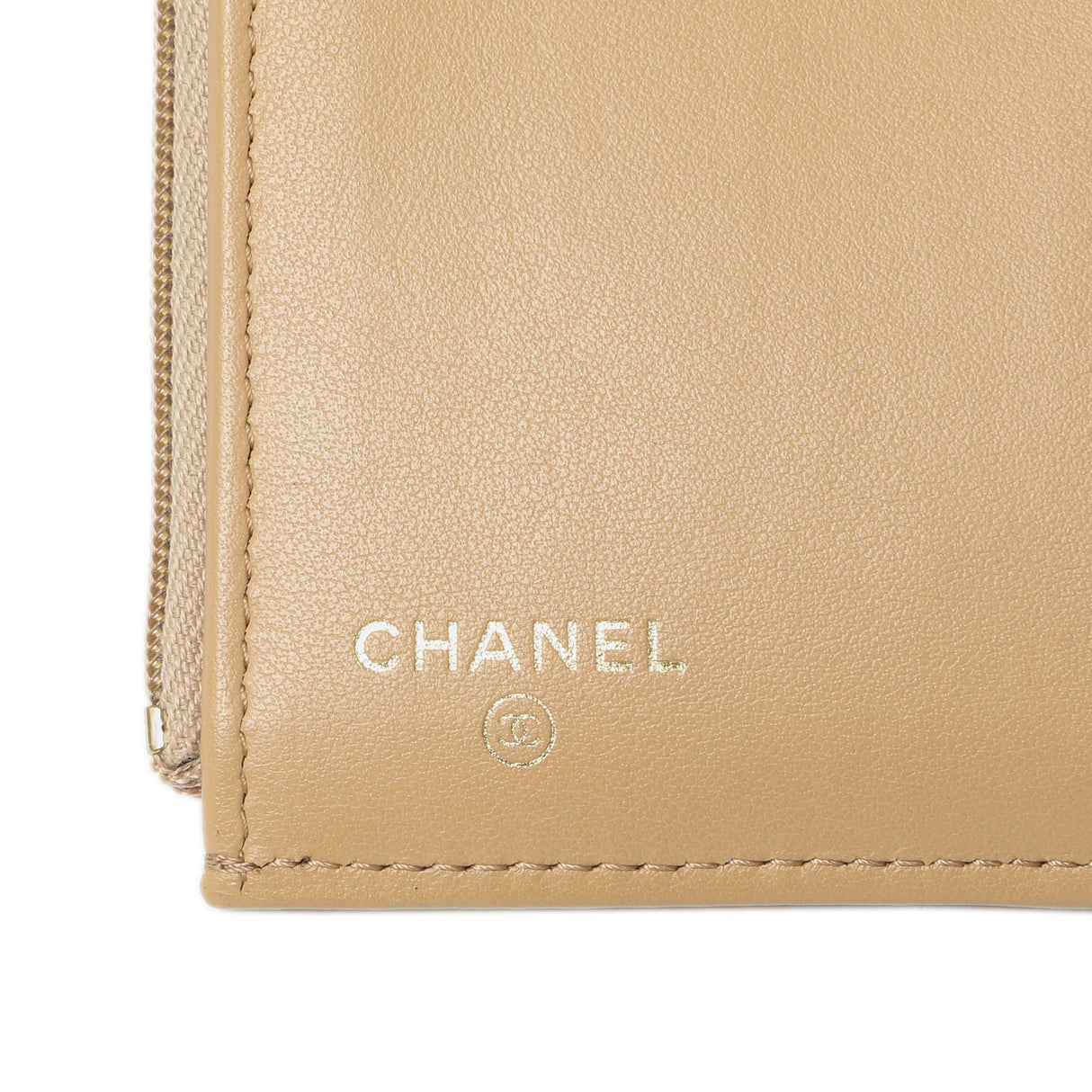 Chanel Beige Quilted Caviar Tri-Fold Wallet Accessories Chanel