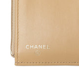 Chanel Beige Quilted Caviar Tri-Fold Wallet Accessories Chanel