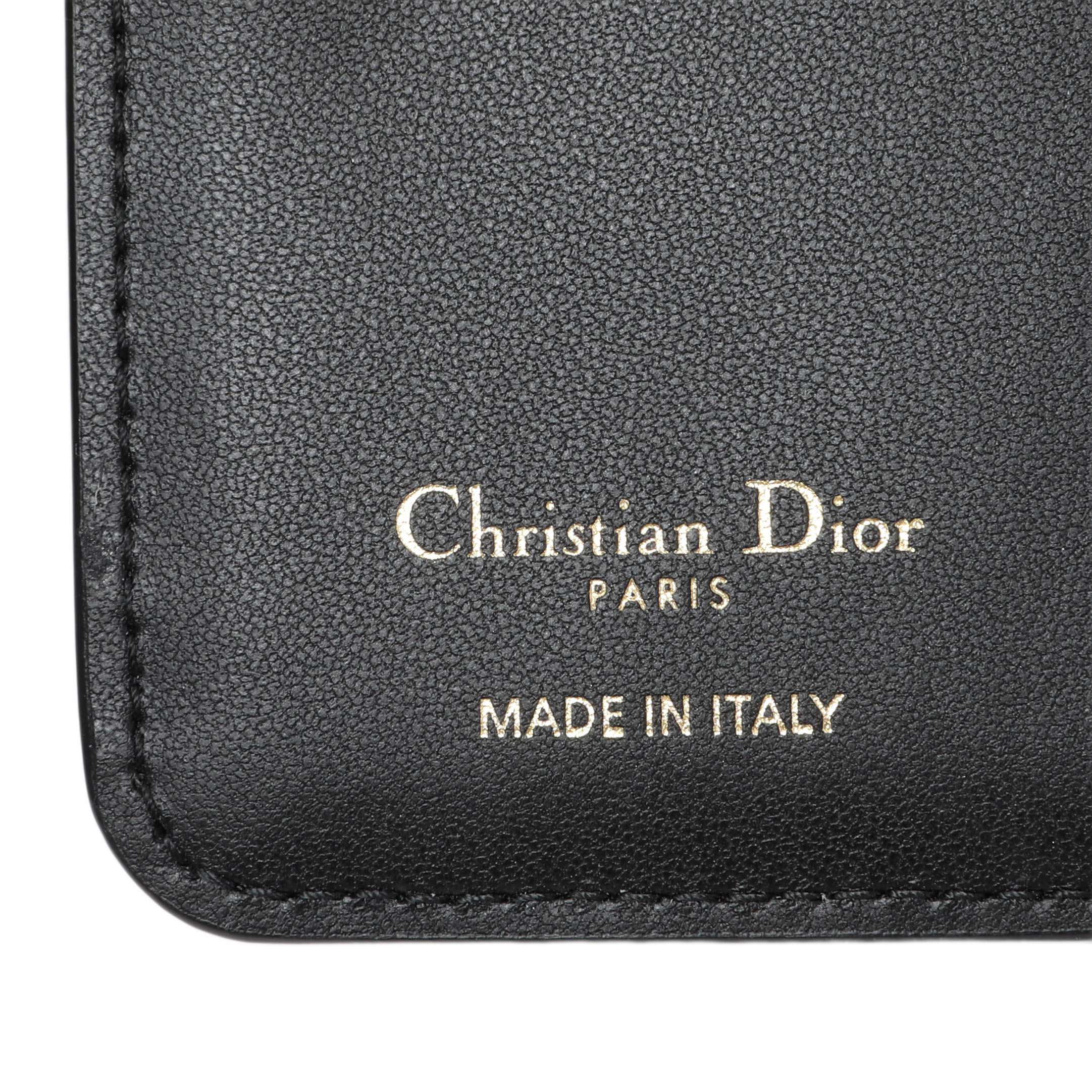 Christian Dior Black Grained Calfskin Supple Cannage Caro Scarlet