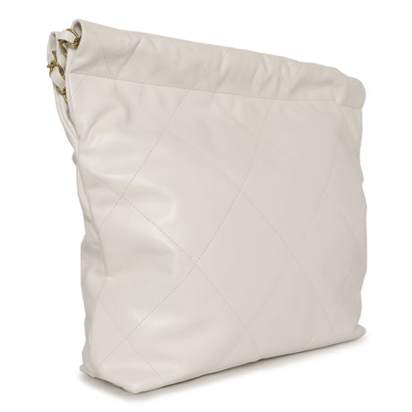 Chanel White Quilted Shiny Calfskin Small 22