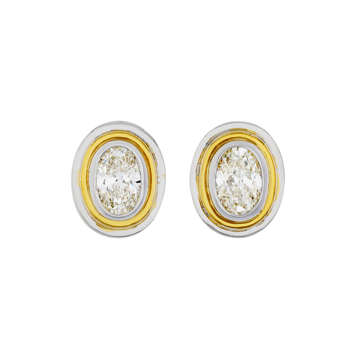 18K White Gold 1.00 Carat Illusion Oval Diamond Stud Earrings Fine Jewellery Modaselle