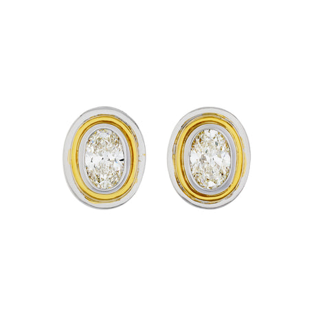 18K White Gold 1.00 Carat Illusion Oval Diamond Stud Earrings Fine Jewellery Modaselle