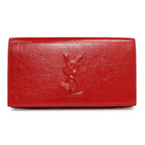 Saint Laurent Red Textured Patent Monogram Large Belle De Jour Clutch