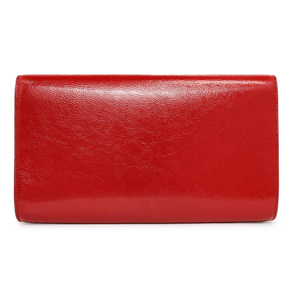 Saint Laurent Red Textured Patent Monogram Large Belle De Jour Clutch