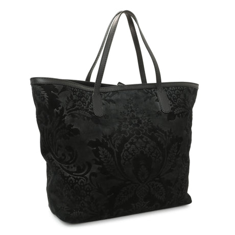 Gucci Black Nubuck Brocade Medium Soft Stirrup Tote Handbags Gucci