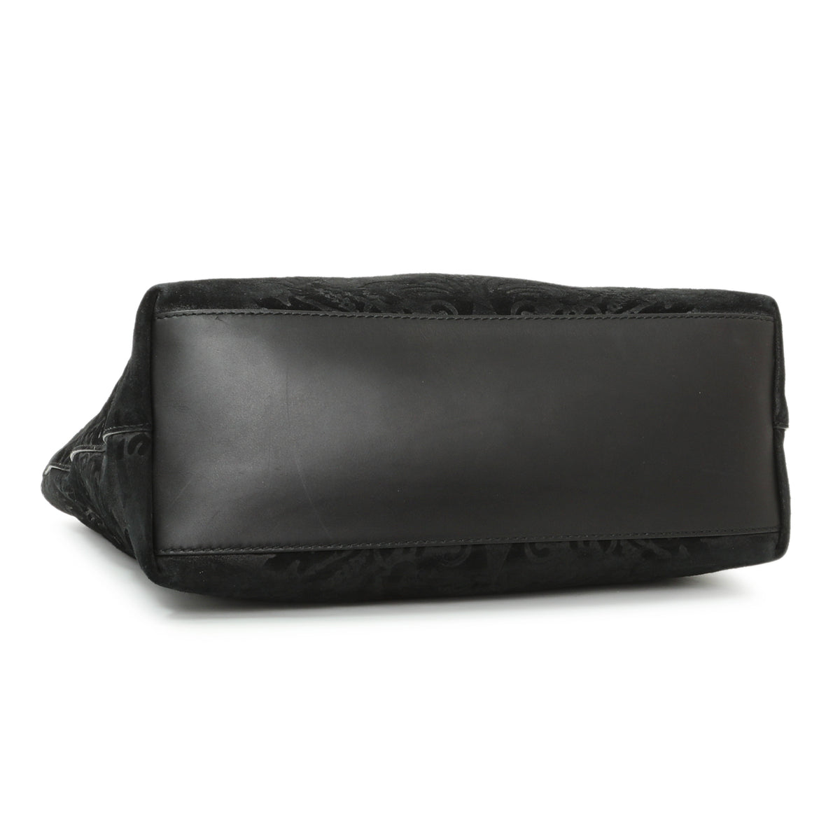 Gucci Black Nubuck Brocade Medium Soft Stirrup Tote Handbags Gucci