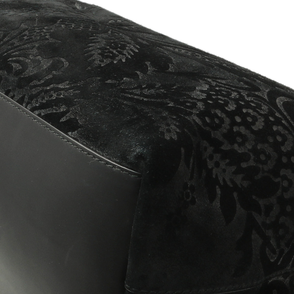 Gucci Black Nubuck Brocade Medium Soft Stirrup Tote Handbags Gucci