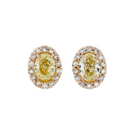 18K Rose Gold 1.34 Carat Fancy Yellow & Brown Diamond Earrings Fine Jewellery Modaselle