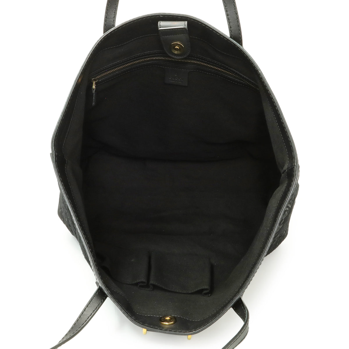 Gucci Black Nubuck Brocade Medium Soft Stirrup Tote Handbags Gucci