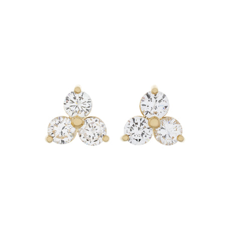 18K Yellow Gold 1.20 Carat Diamond Trefoil Cluster Earrings Fine Jewellery Modaselle