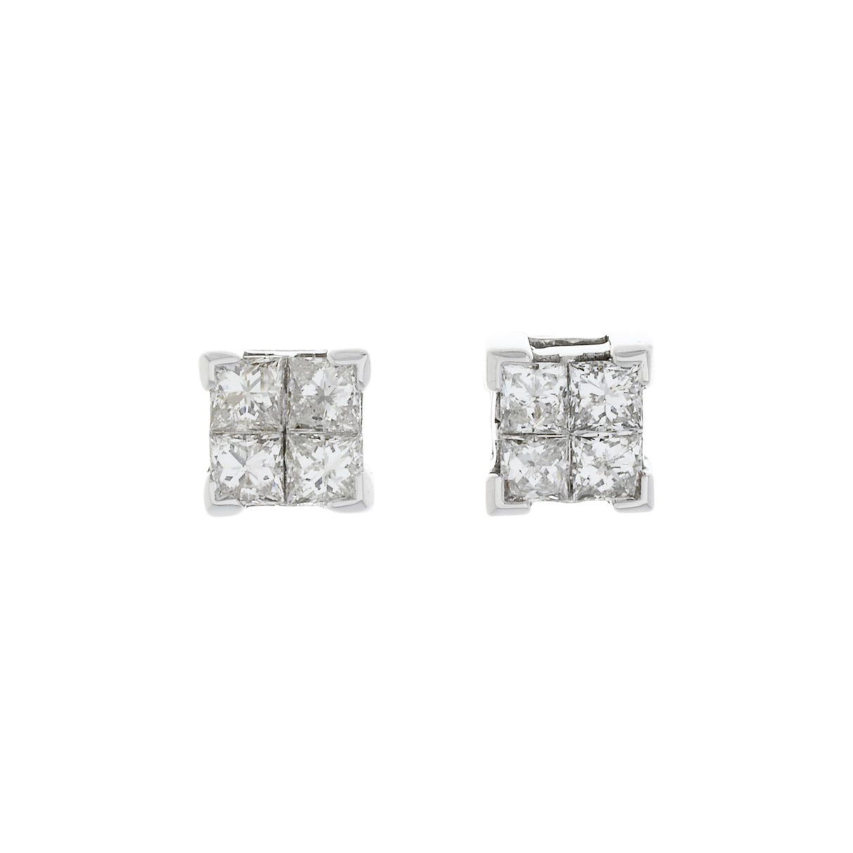 14K White Gold 0.56 Carat Princess Cut Diamond Stud Earrings Fine Jewellery Modaselle