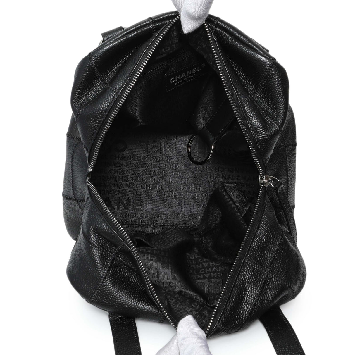 Chanel Vintage Black Caviar Square Quilted Stitched Bowler Bag Handbags Chanel