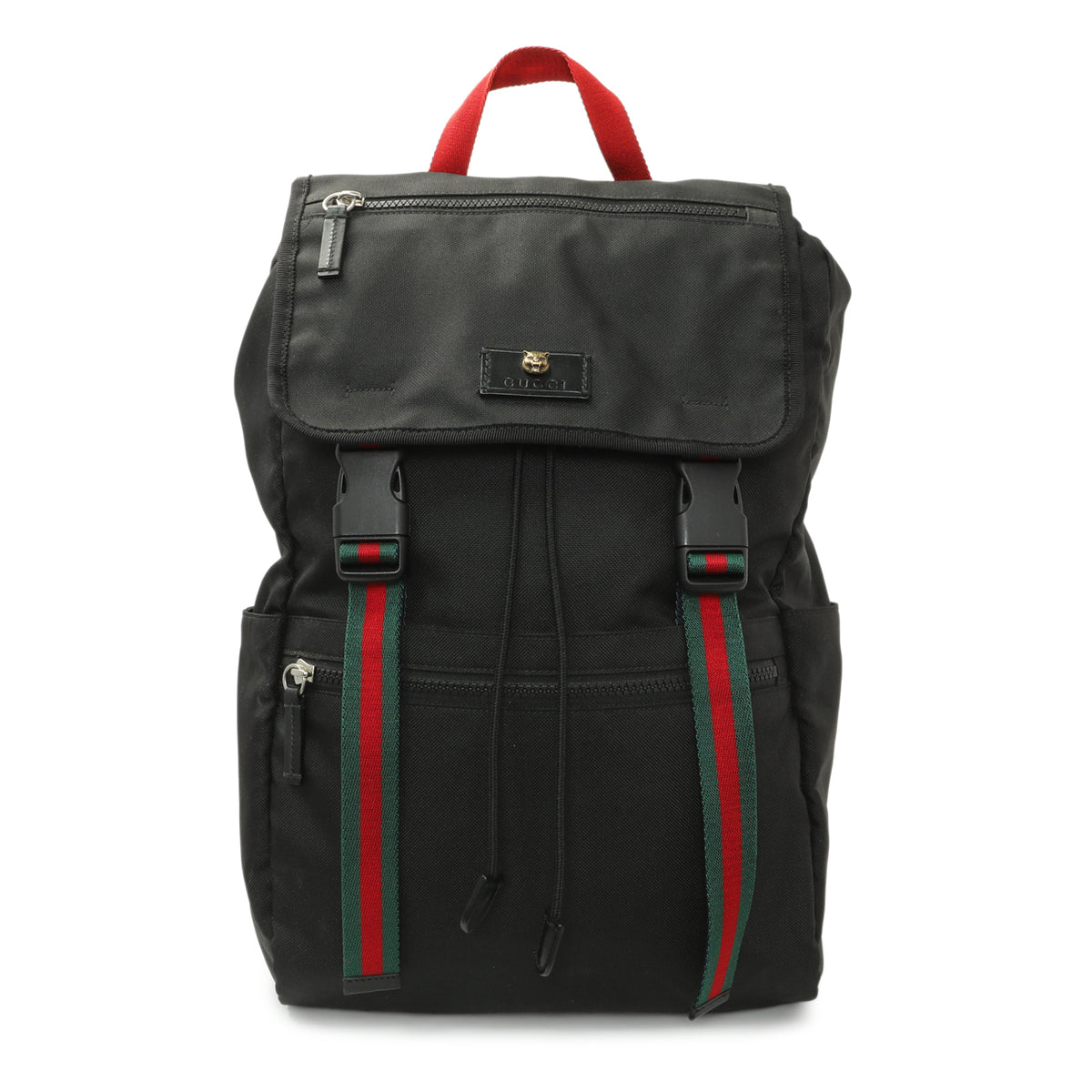 Gucci Black Techno Canvas Web Drawstring Backpack