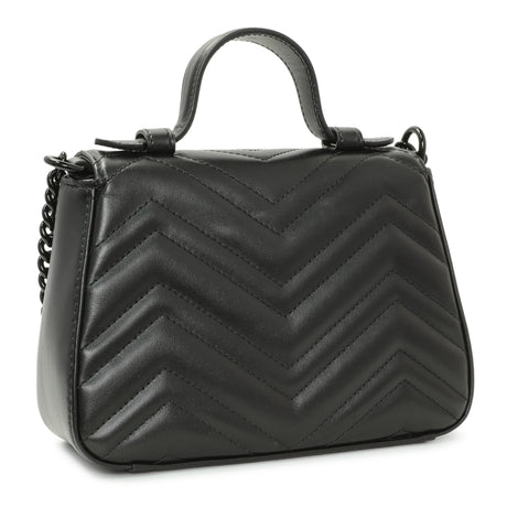 Gucci Black Calfskin Mini GG Marmont Top Handle Shoulder Bag Handbags Gucci