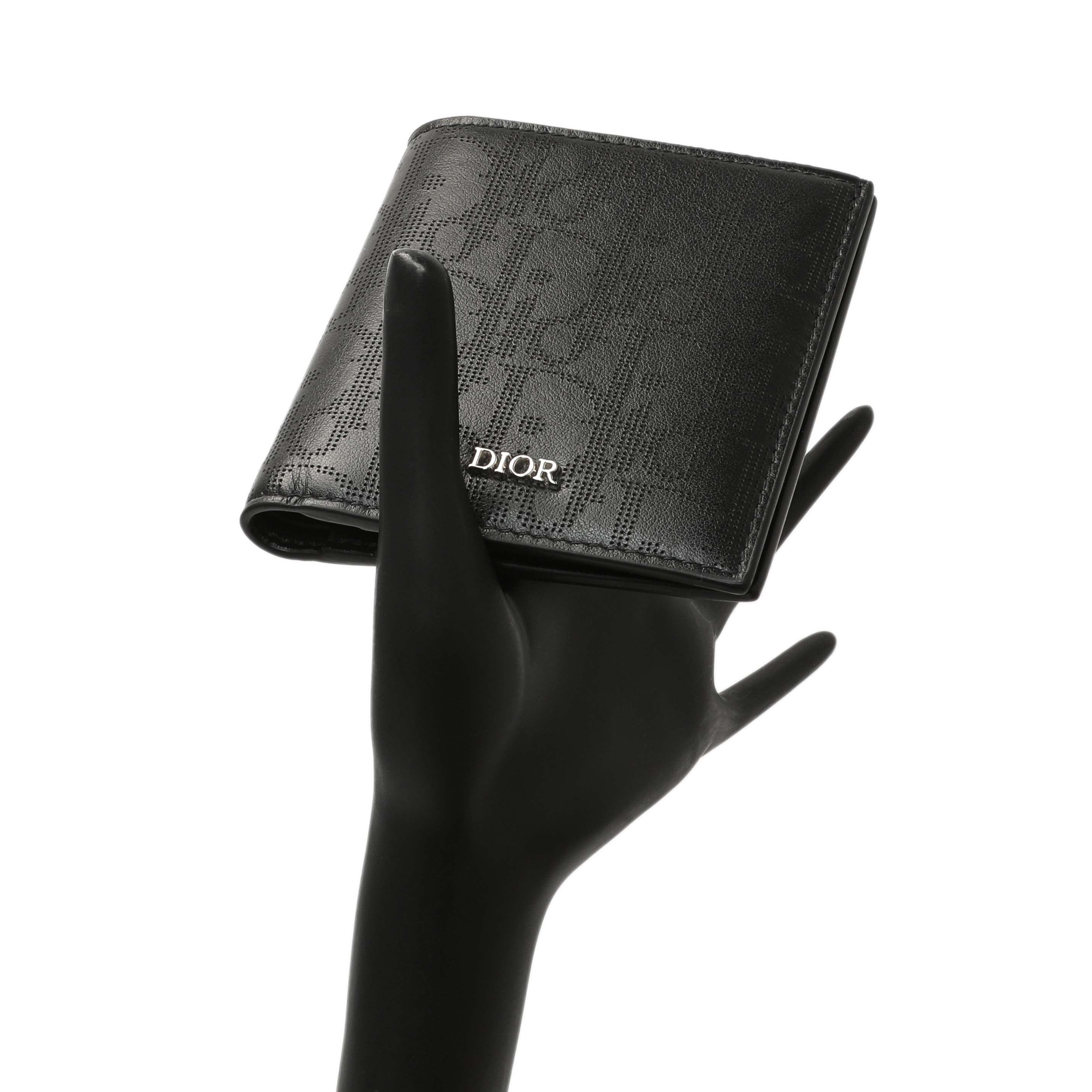 Christian Dior Black Calfskin Perforated Oblique Vertical Card