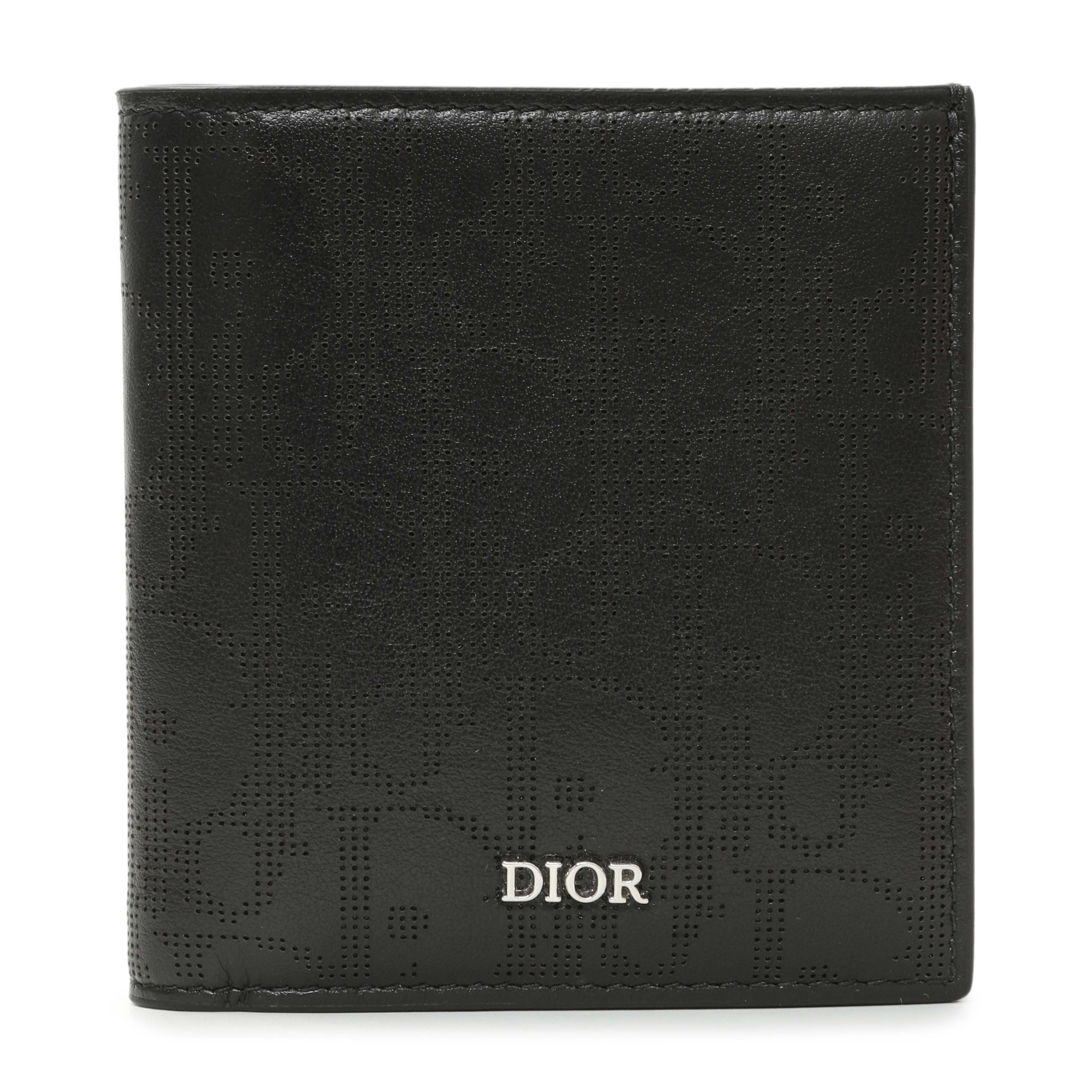 Christian Dior Black Calfskin Perforated Oblique Vertical Card