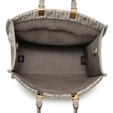 Fendi Dove Grey Chenille Vitello Cher Sunshine FF Motif Medium Tote Medium Handbags Fendi