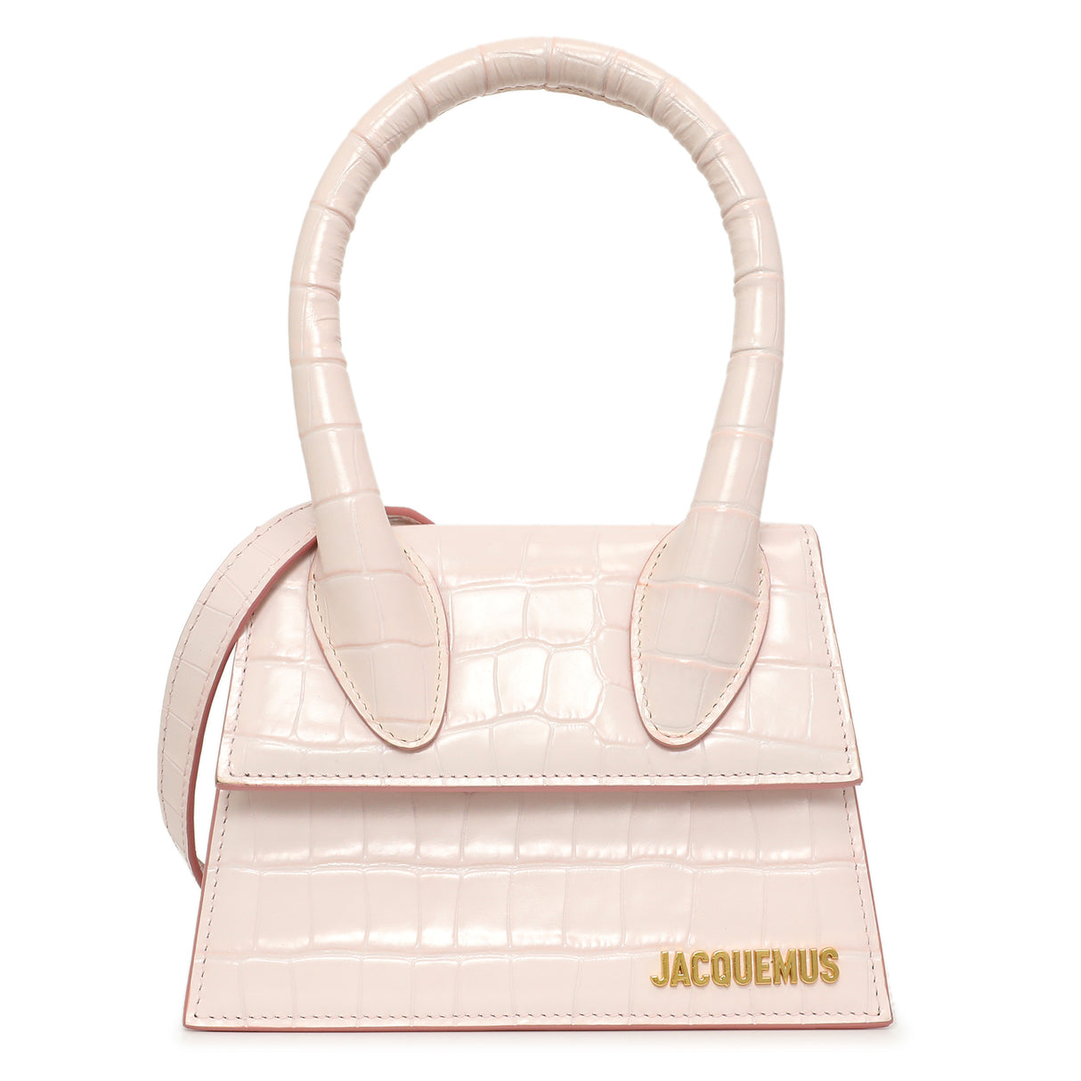 Jacquemus Pink Crocodile Embossed Calfskin Moyen Le Chiquito